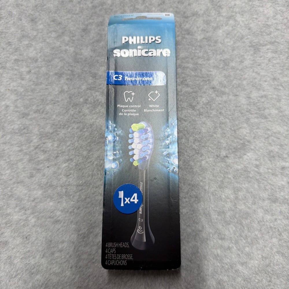 4x Philips DiamondClean Smart C3 Plaque Control Brush Heads Black